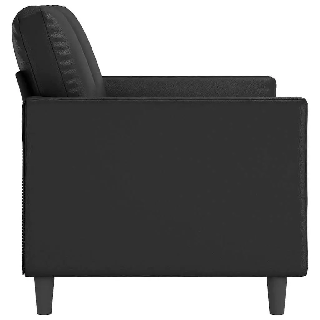 2-Seater Sofa Black 120cm Modern Faux Leather Furniture