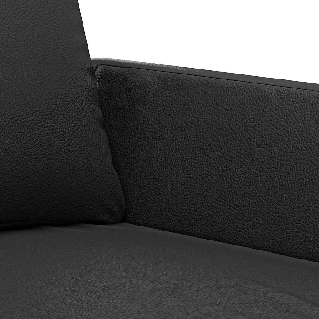 2-Seater Sofa Black 120cm Modern Faux Leather Furniture