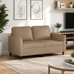 Brown Faux Leather 2-Seater Sofa for Cozy Living Rooms