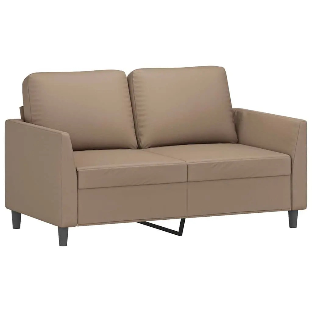 2-Seater Sofa Brown Faux Leather Modern Couch Living Room Furniture 120cm