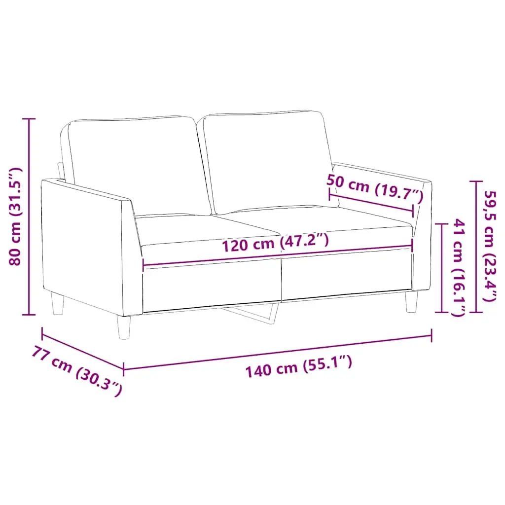 2-Seater Sofa Brown Faux Leather Modern Couch Living Room Furniture 120cm