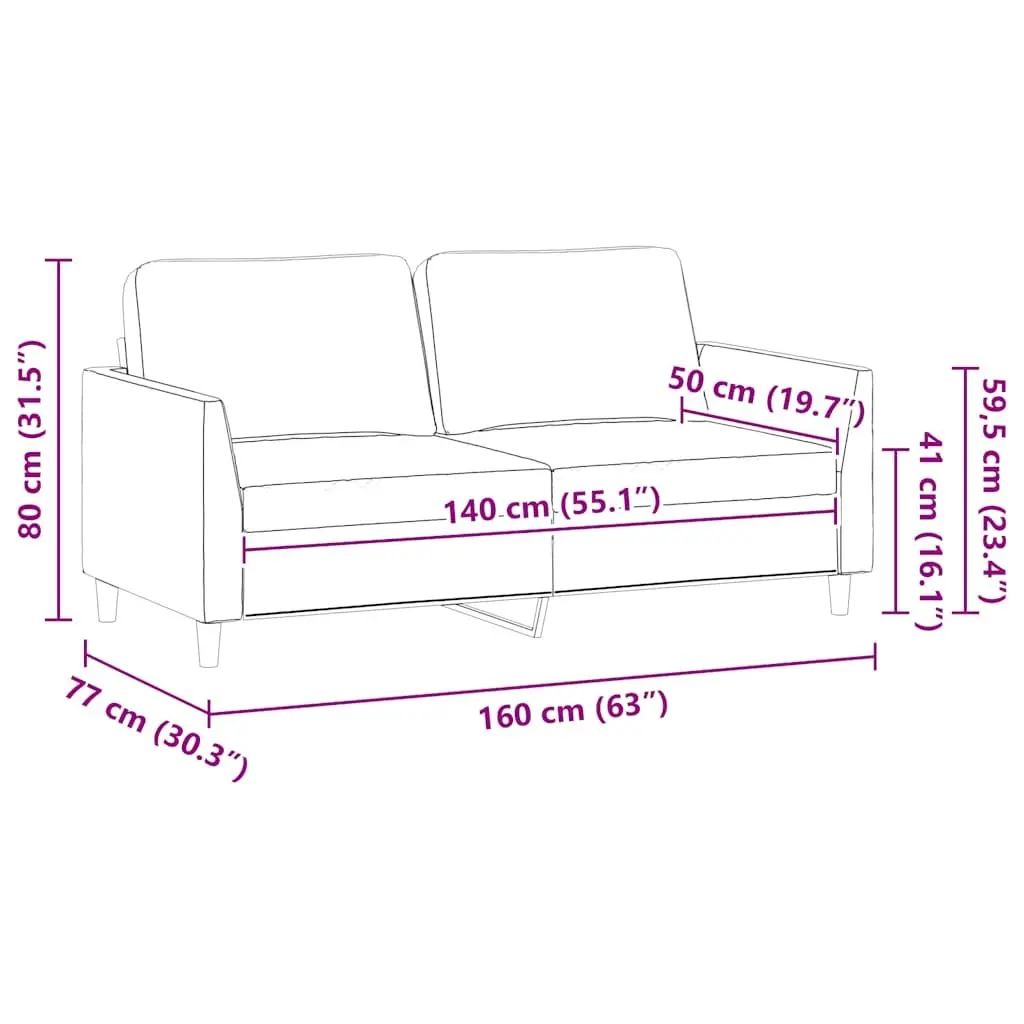 Brown Faux Leather 2-Seater Sofa 140cm