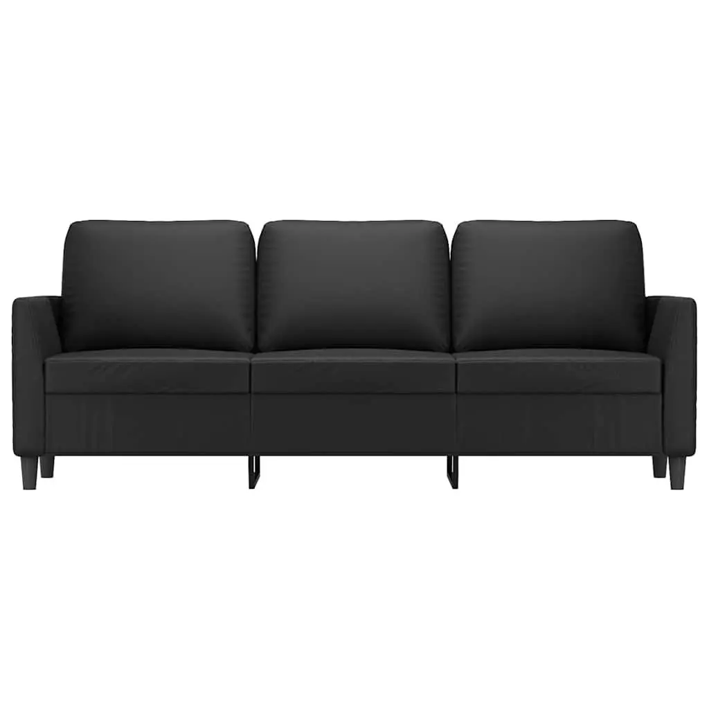 3-Seater Sofa Black 180cm Modern Faux Leather Couch