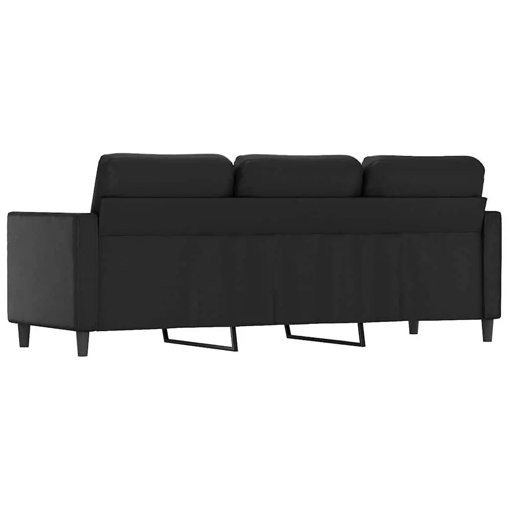3-Seater Sofa Black 180cm Modern Faux Leather Couch