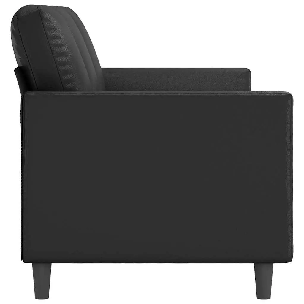 3-Seater Sofa Black 180cm Modern Faux Leather Couch
