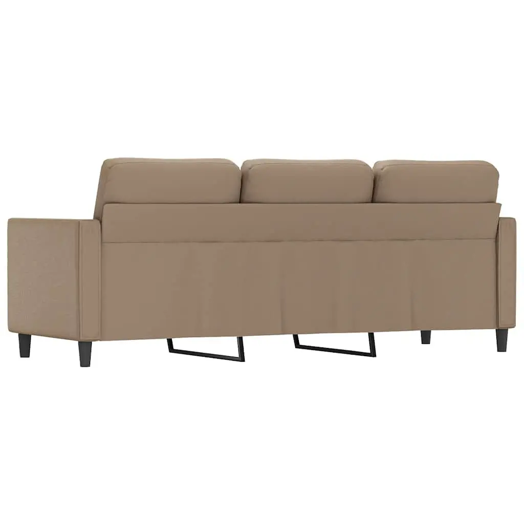 3-Seater Sofa Cappuccino Faux Leather 180cm Metal Frame