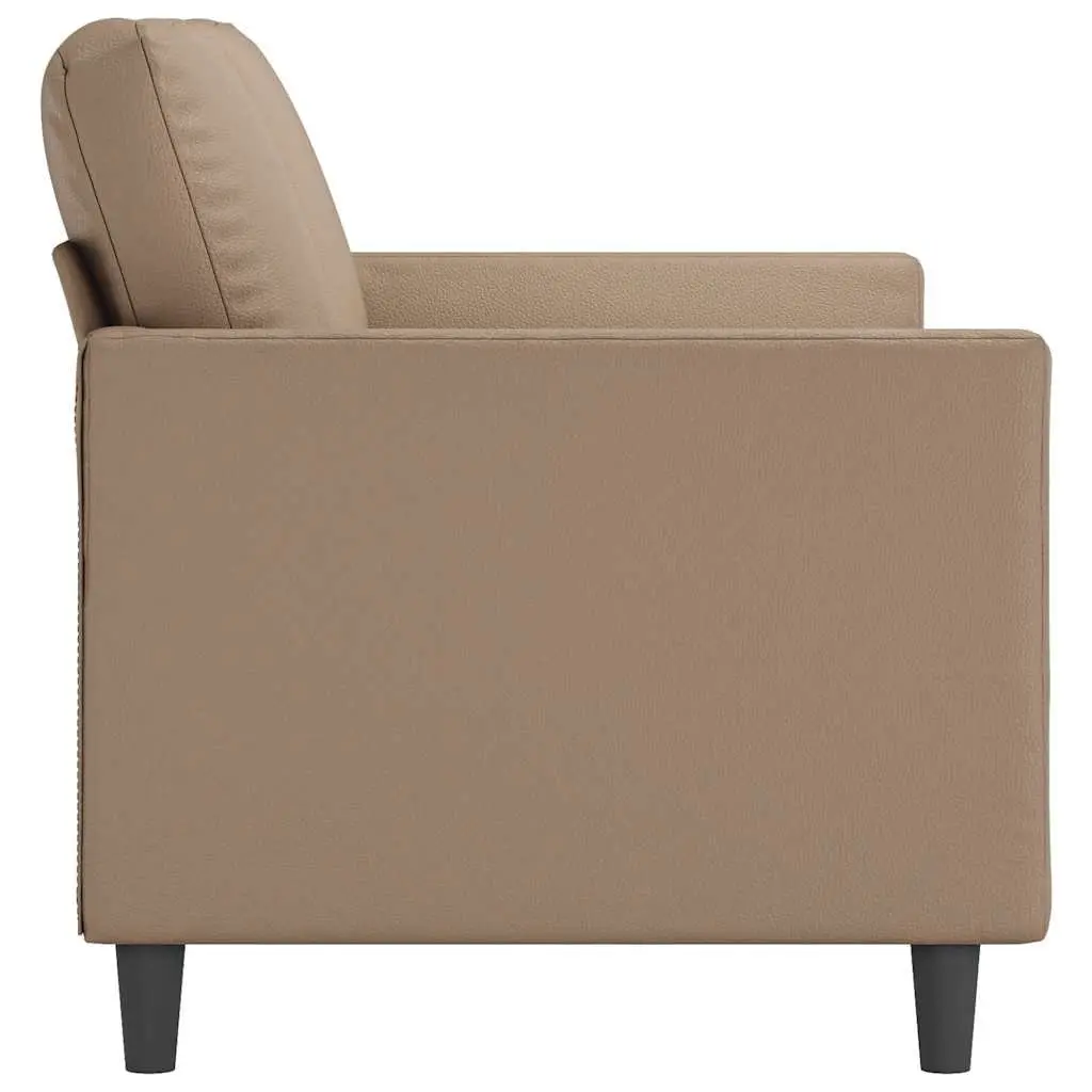 3-Seater Sofa Cappuccino Faux Leather 180cm Metal Frame
