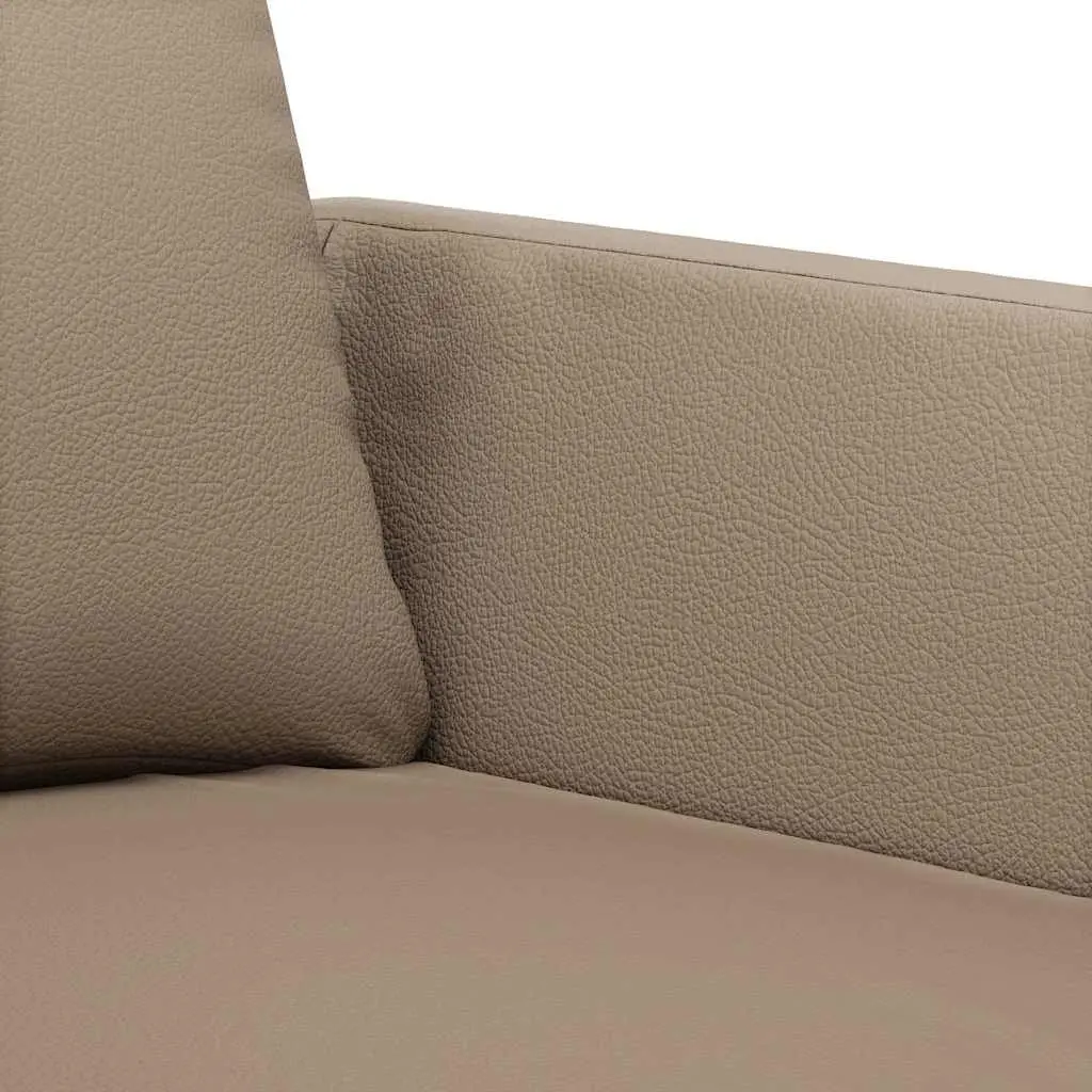 3-Seater Sofa Cappuccino Faux Leather 180cm Metal Frame