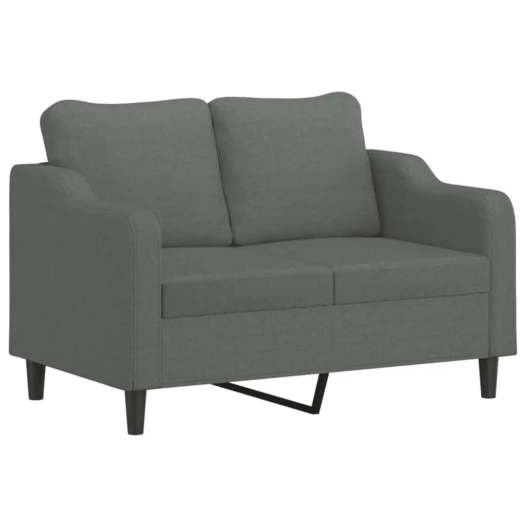 2-Seater Sofa Dark Grey 120cm Fabric Couch Metal Frame