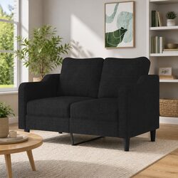 Cozy 2-Seater Sofa in Black Fabric for Living Spaces
