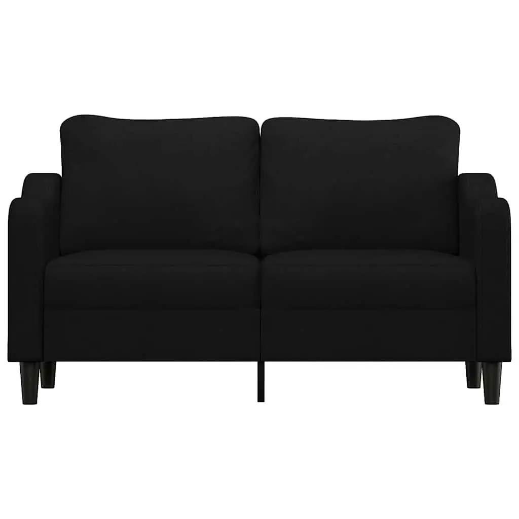 2-Seater Sofa Black 140cm Living Room Couch Fabric Upholstered Padded Settee