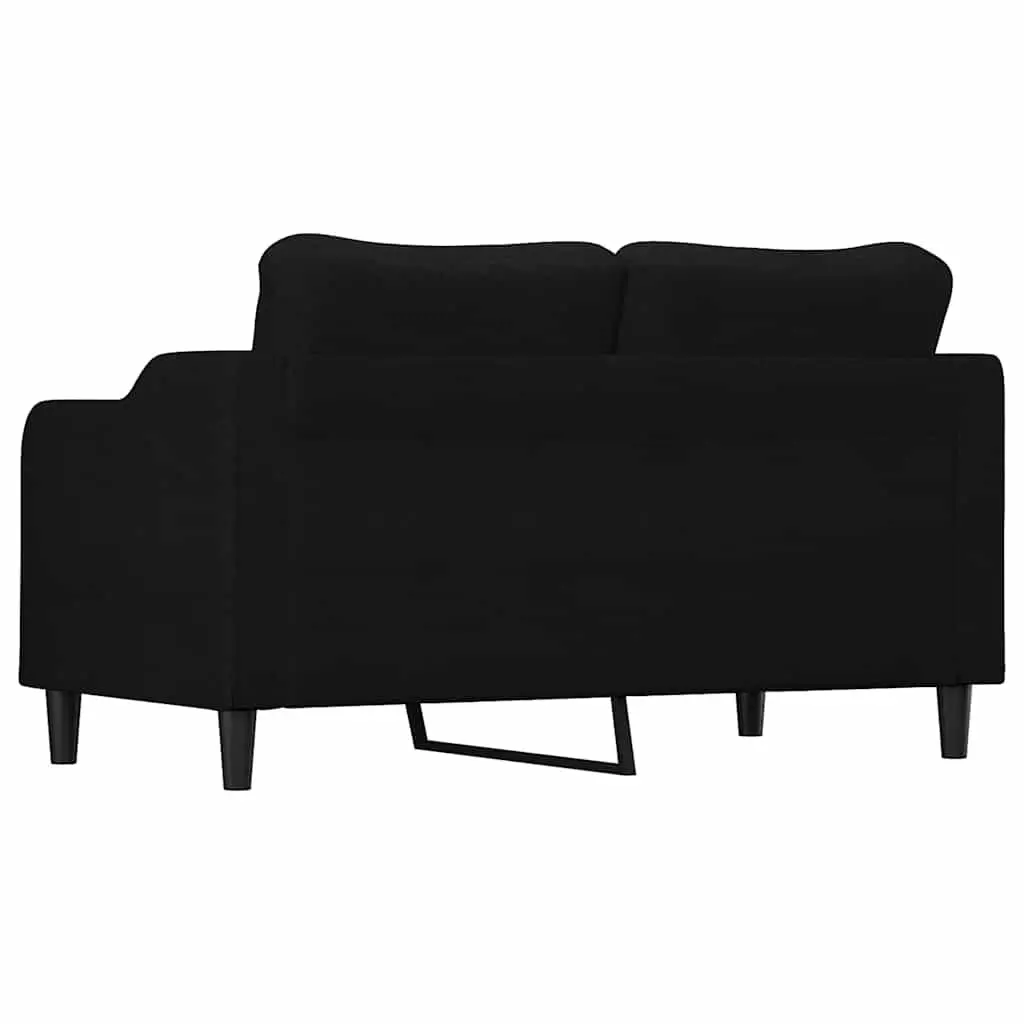 2-Seater Sofa Black 140cm Living Room Couch Fabric Upholstered Padded Settee