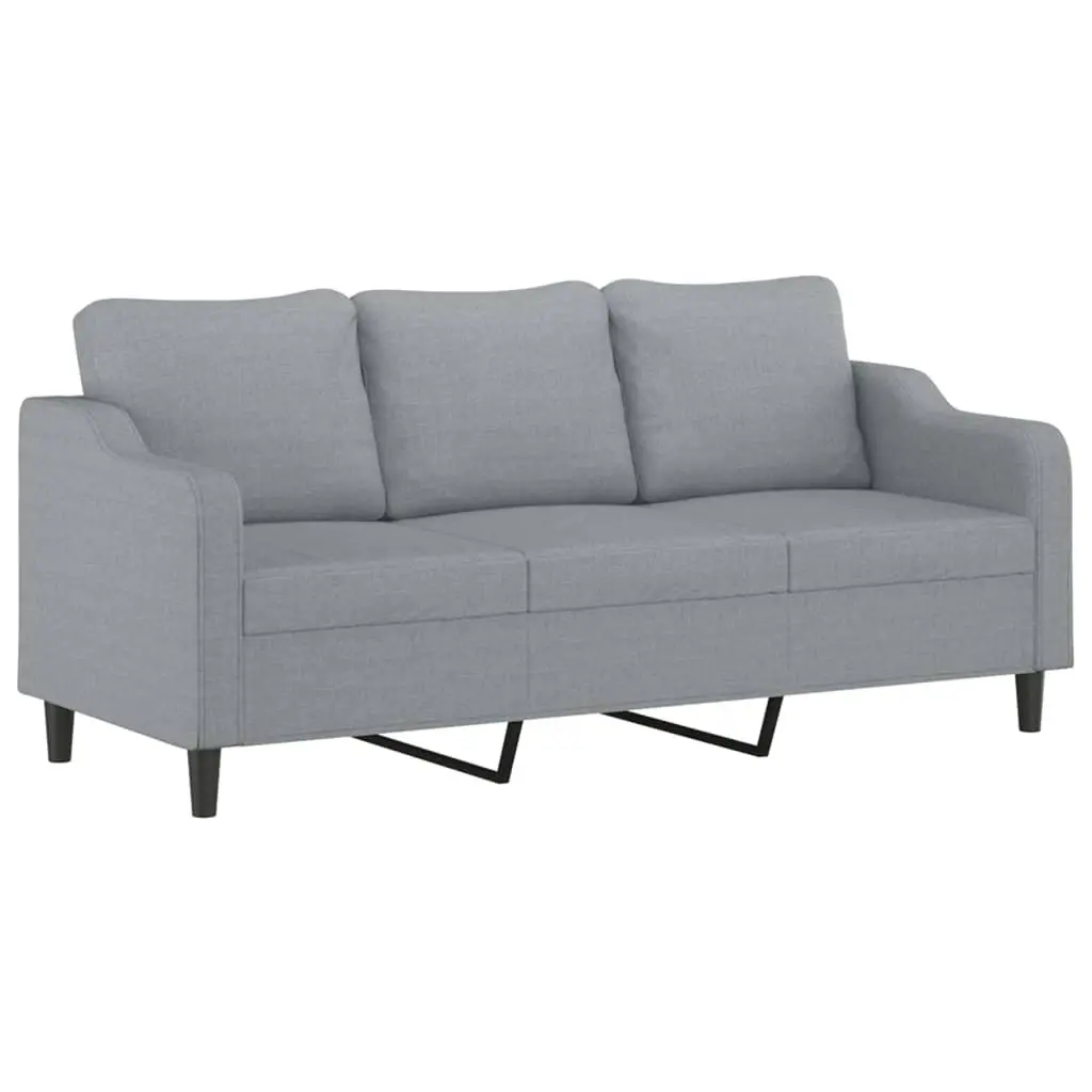 3-Seater Sofa Light Grey 180cm Modern Fabric Upholstered Couch