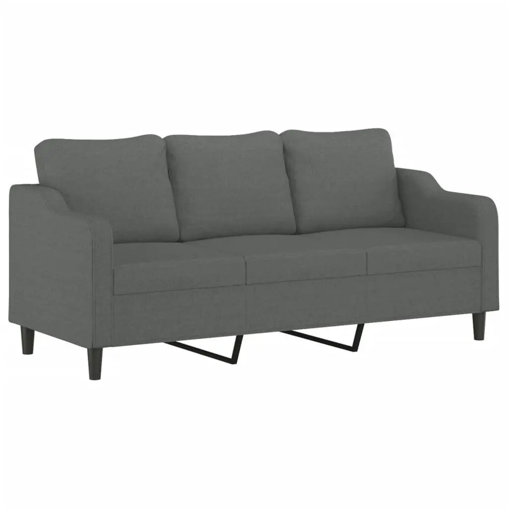 3-Seater Sofa Grey 180cm Fabric Couch Metal Frame Living Room Furniture