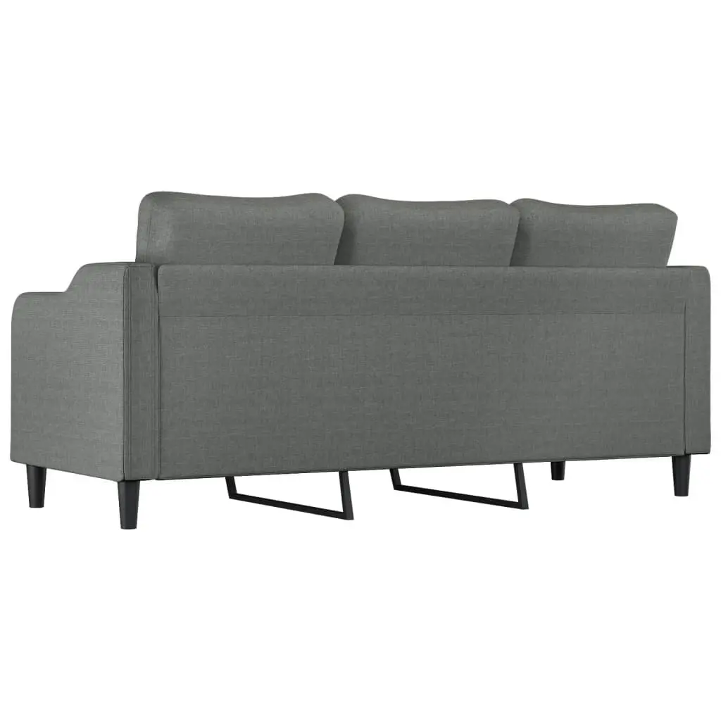 3-Seater Sofa Grey 180cm Fabric Couch Metal Frame Living Room Furniture