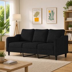 Black 3-Seater Sofa for Living Room Comfort