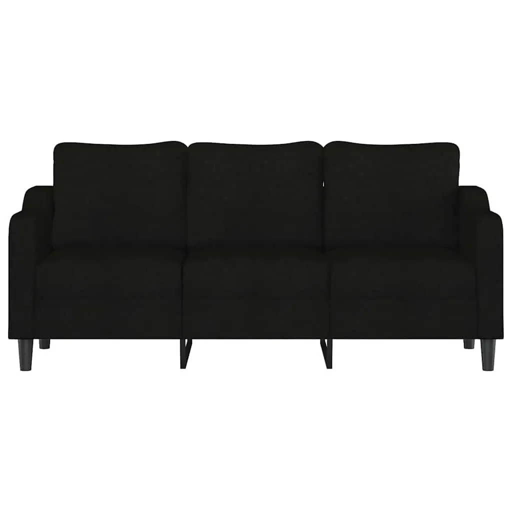 3-Seater Sofa Black 180cm Fabric Upholstered Couch
