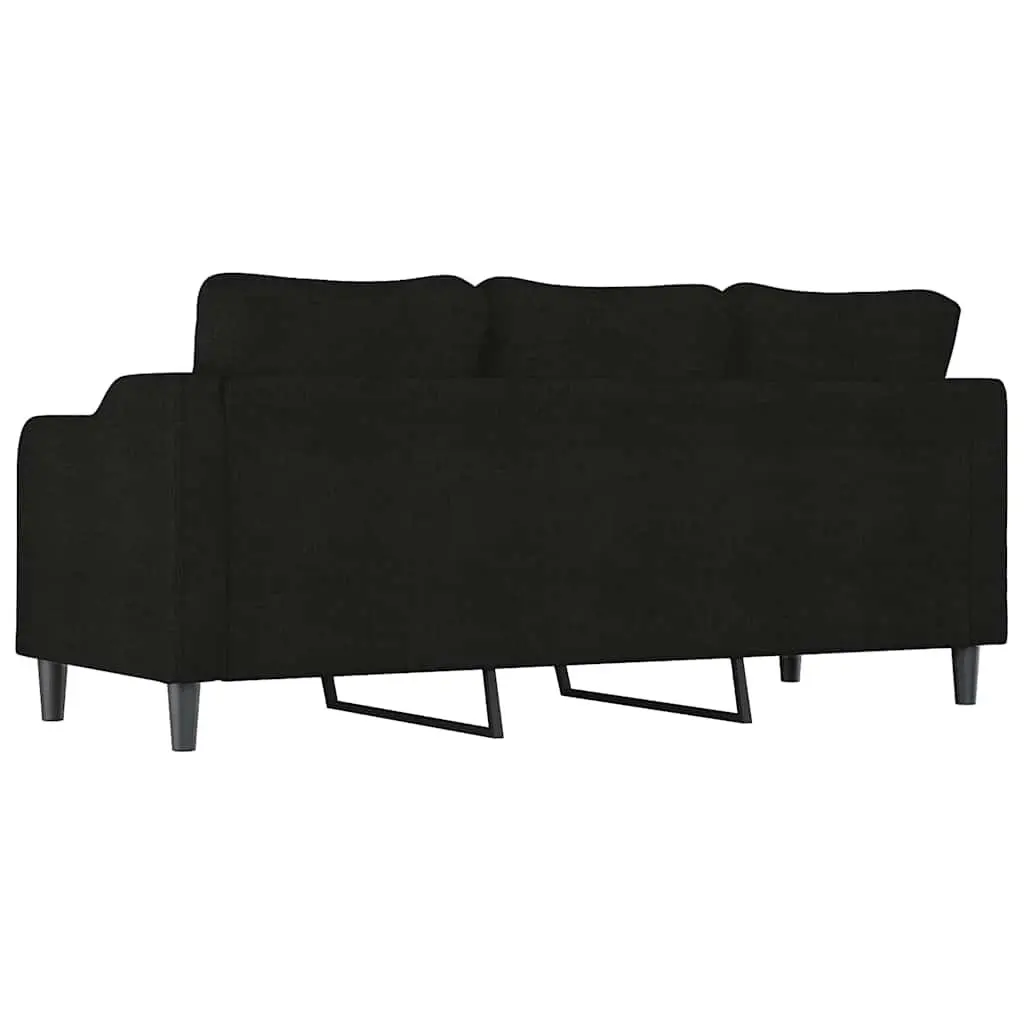 3-Seater Sofa Black 180cm Fabric Upholstered Couch
