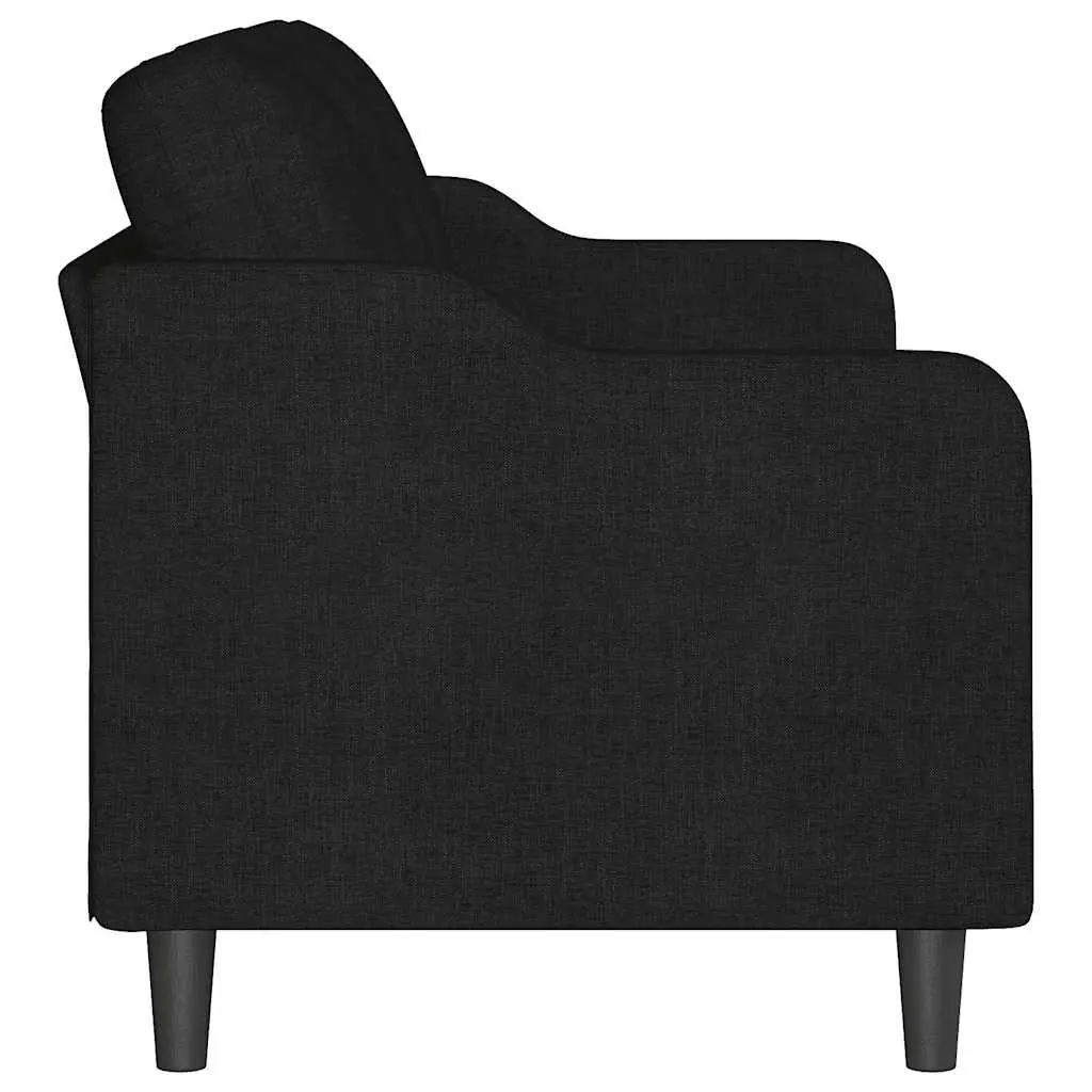 3-Seater Sofa Black 180cm Fabric Upholstered Couch