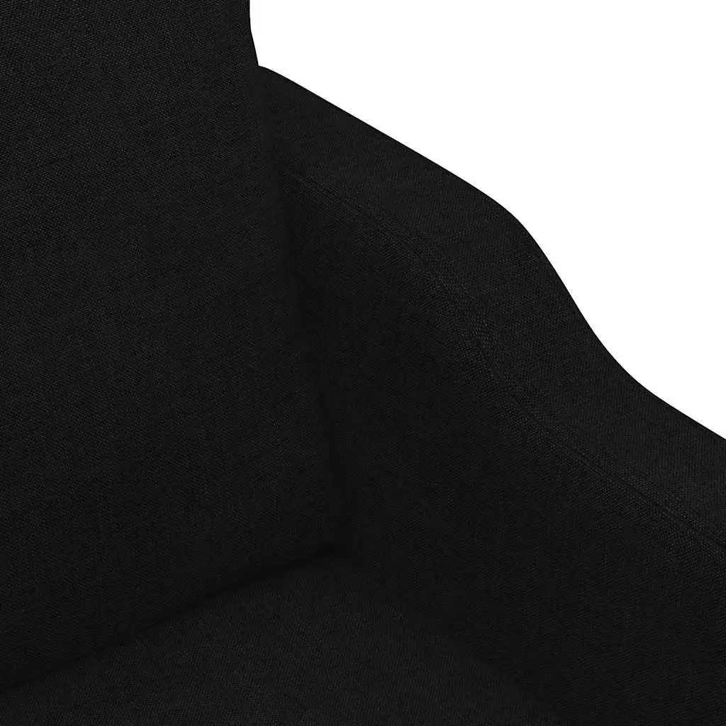 3-Seater Sofa Black 180cm Fabric Upholstered Couch