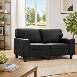 Black Faux Leather 2-Seater Sofa 120cm for Living Room