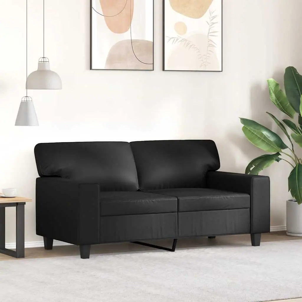 2-Seater Sofa Black 120cm Modern Faux Leather Couch