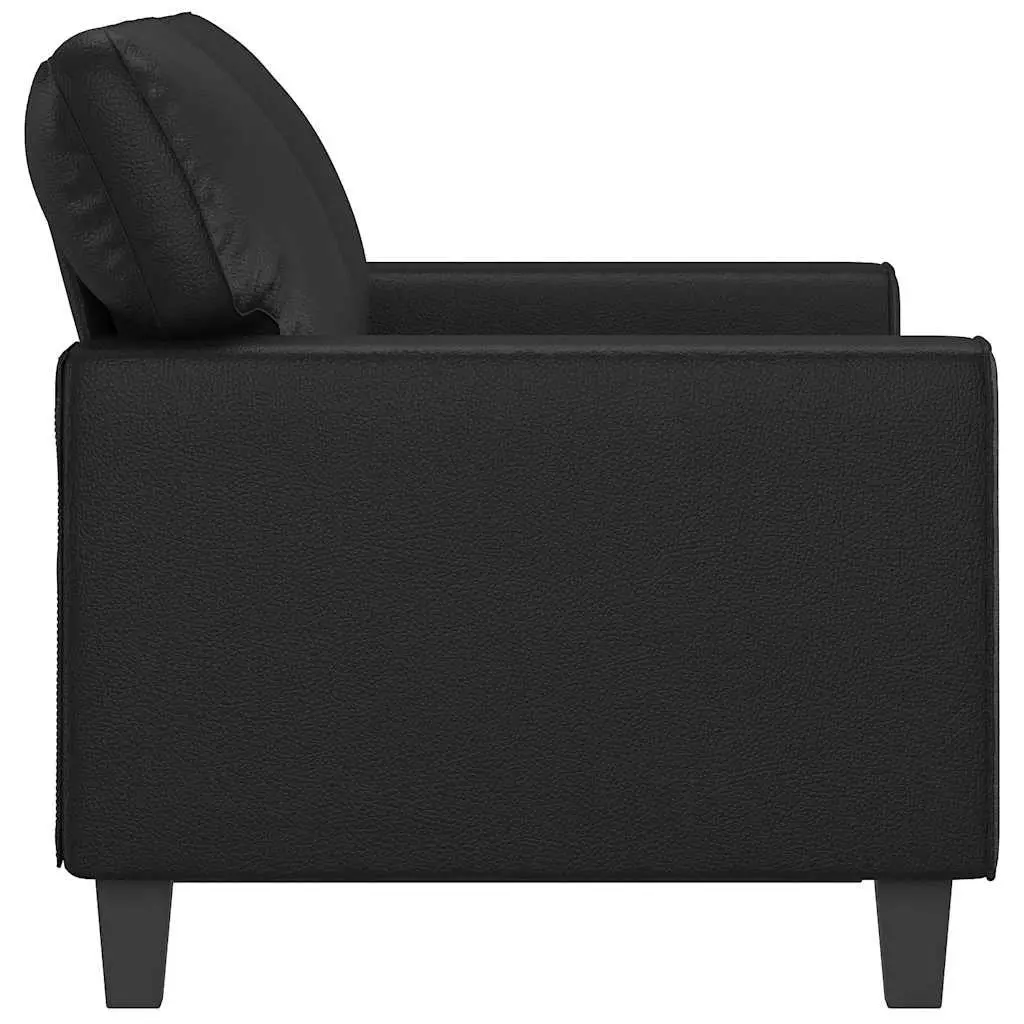 2-Seater Sofa Black 120cm Modern Faux Leather Couch
