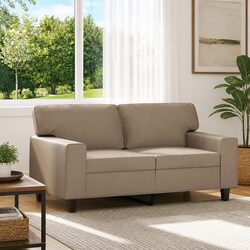 Modern Brown Faux Leather 2-Seater Sofa for Living Room