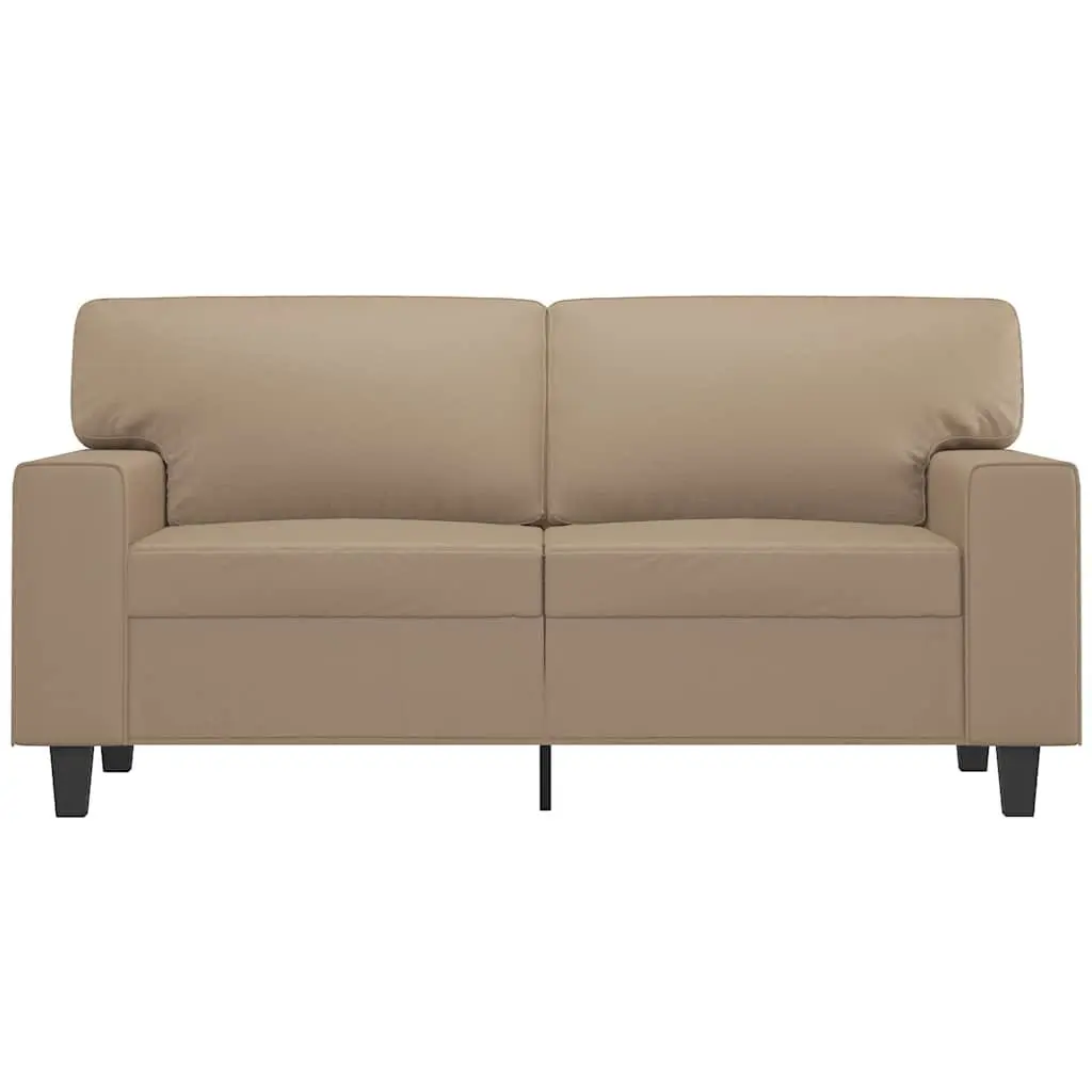 Brown Modern Lounge Couch Faux Leather 2 Seater Sofa 120cm Metal Frame