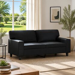 2-Seater Sofa in Black Faux Leather 140cm