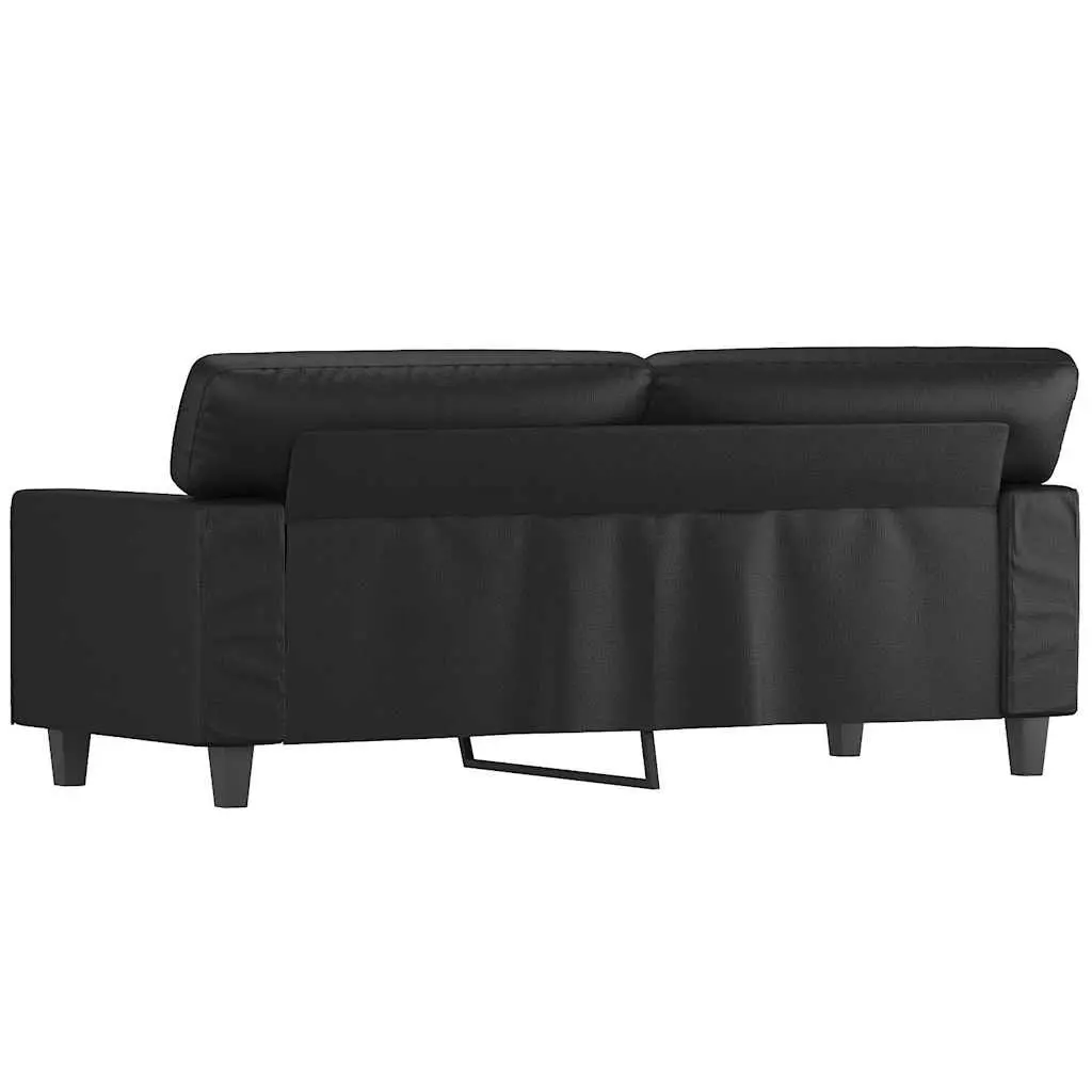 2-Seater Sofa Black 140cm Modern Faux Leather Couch