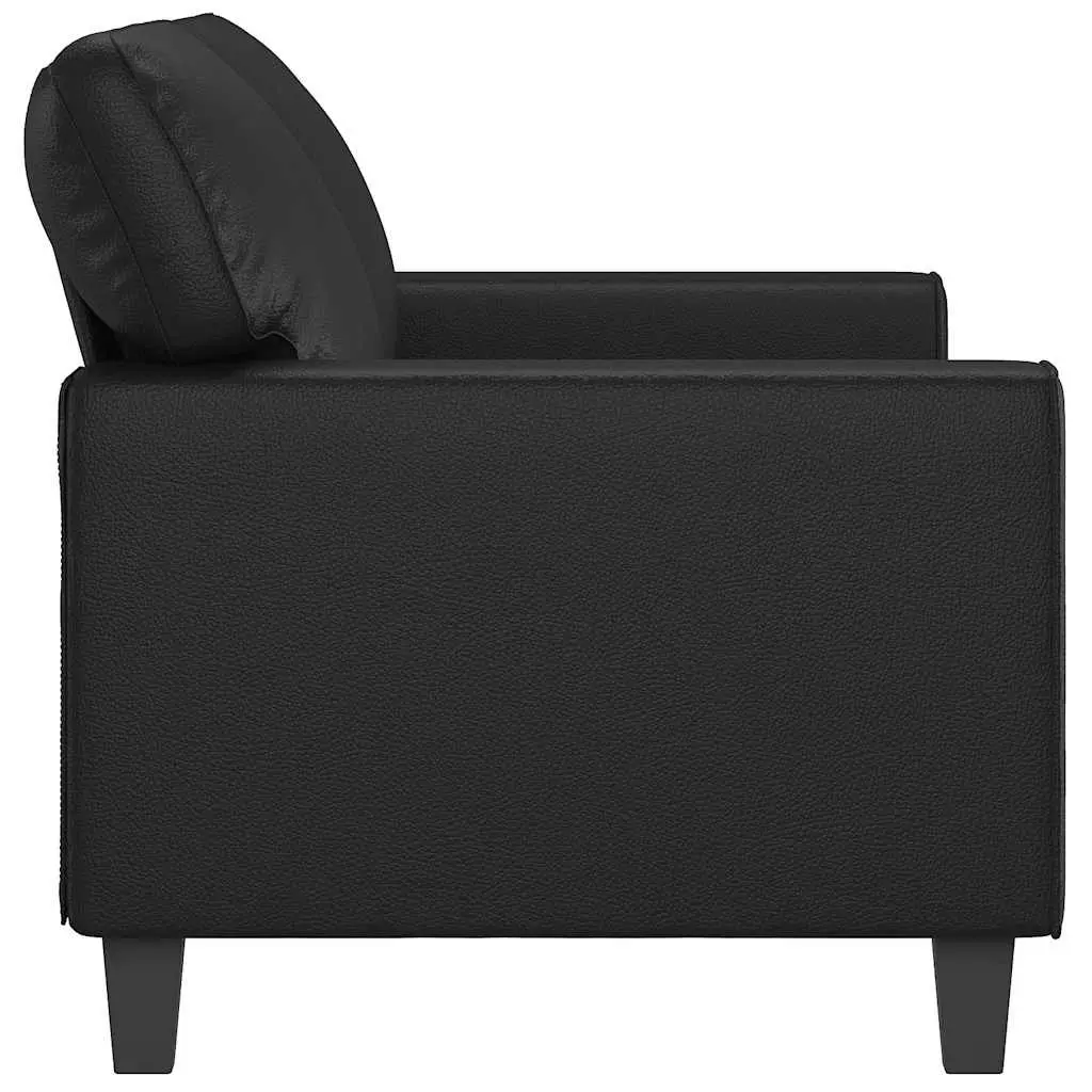 2-Seater Sofa Black 140cm Modern Faux Leather Couch