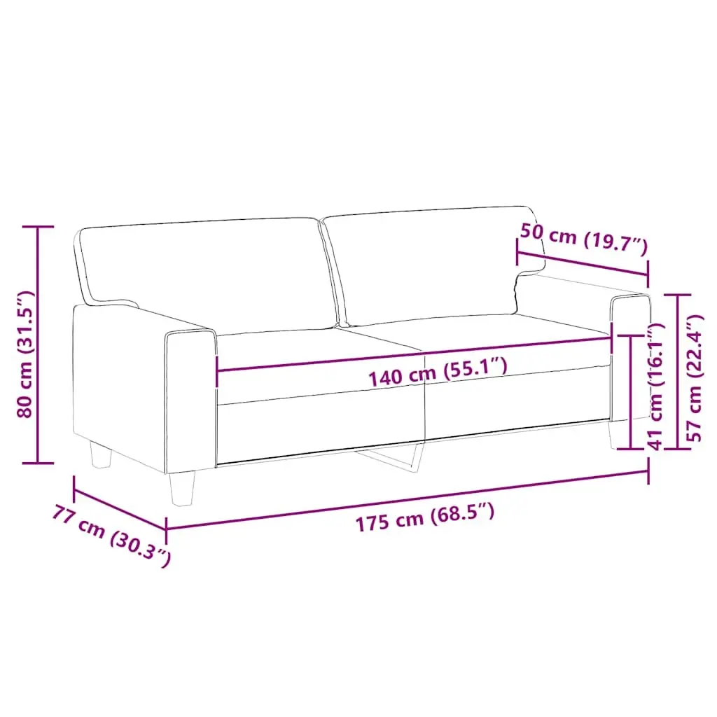 2-Seater Sofa Black 140cm Modern Faux Leather Couch