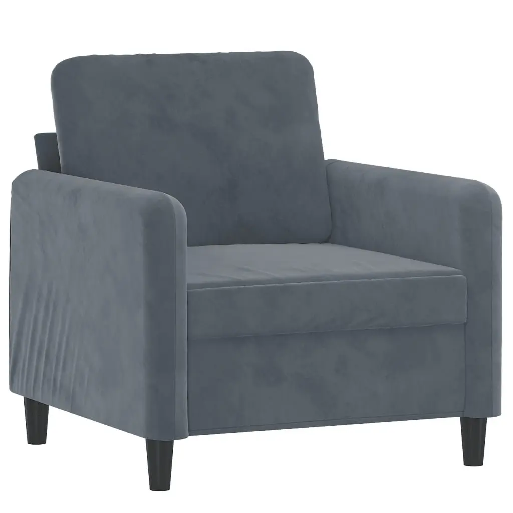 Sofa Chair Grey Velvet 60cm Modern Accent Armchair Lounge Seat Metal Frame