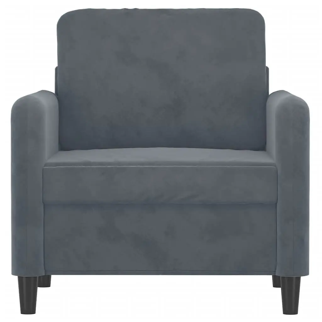 Sofa Chair Grey Velvet 60cm Modern Accent Armchair Lounge Seat Metal Frame