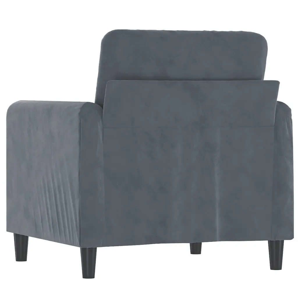 Sofa Chair Grey Velvet 60cm Modern Accent Armchair Lounge Seat Metal Frame
