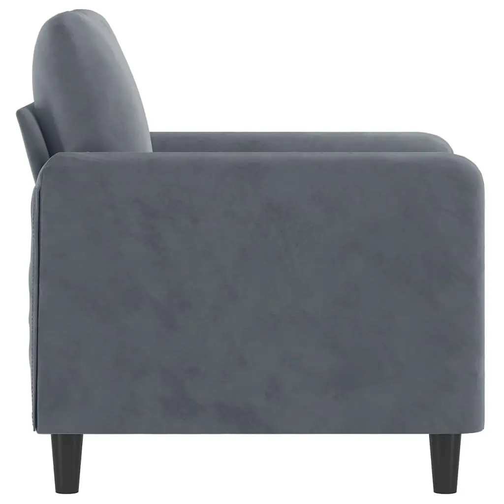 Sofa Chair Grey Velvet 60cm Modern Accent Armchair Lounge Seat Metal Frame