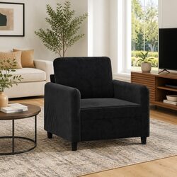 Compact Black Velvet Sofa Chair for Cozy Living Spaces