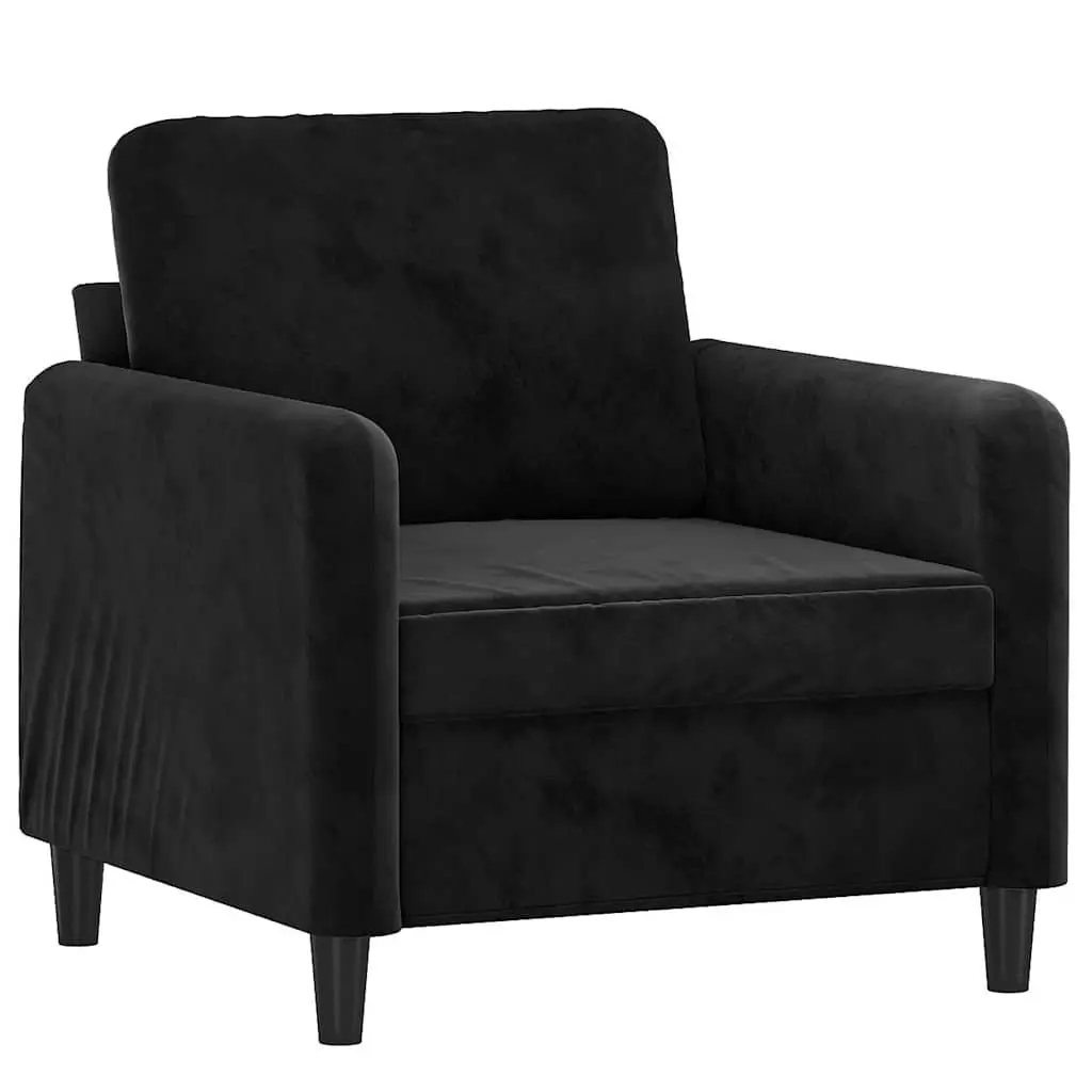Black Velvet Sofa Chair 60cm Compact Armchair Lounge Seat Living Room Furniture