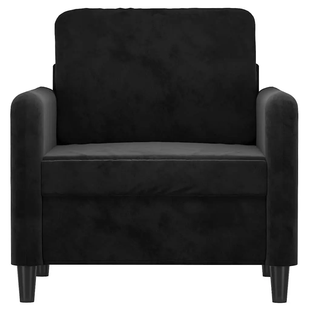 Black Velvet Sofa Chair 60cm Compact Armchair Lounge Seat Living Room Furniture
