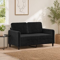 Cozy 2-Seater Black Velvet Sofa for Modern Living Spaces