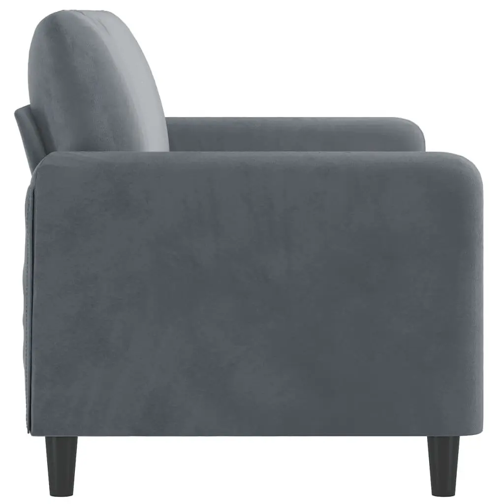 2-Seater Sofa Grey 140cm Modern Velvet Upholstered Furniture