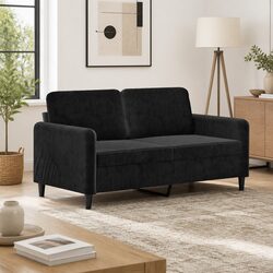 Stylish Black 2-Seater Sofa 140cm Velvet Lounge Couch