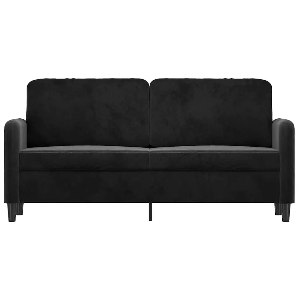 Black Velvet Upholstered 140cm Modern Lounge Couch 2-Seater Sofa Living Room