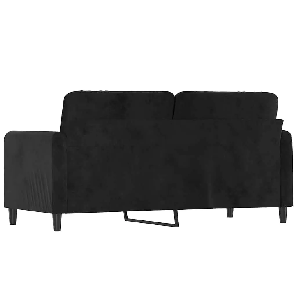 Black Velvet Upholstered 140cm Modern Lounge Couch 2-Seater Sofa Living Room