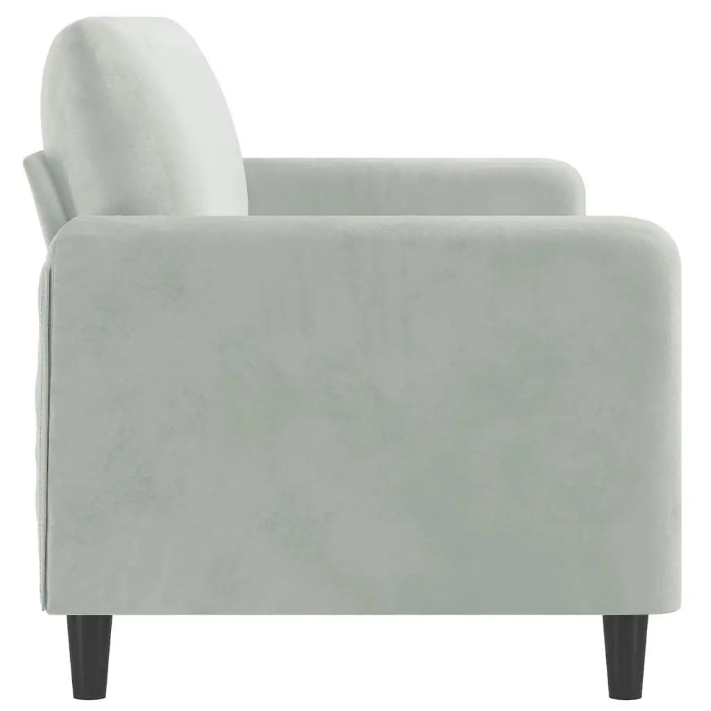 3-Seater Sofa Grey Velvet 180cm Living Room Couch Padded Armrests Modern Design