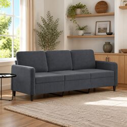 Grey Velvet 3-Seater Sofa for Modern Living Rooms