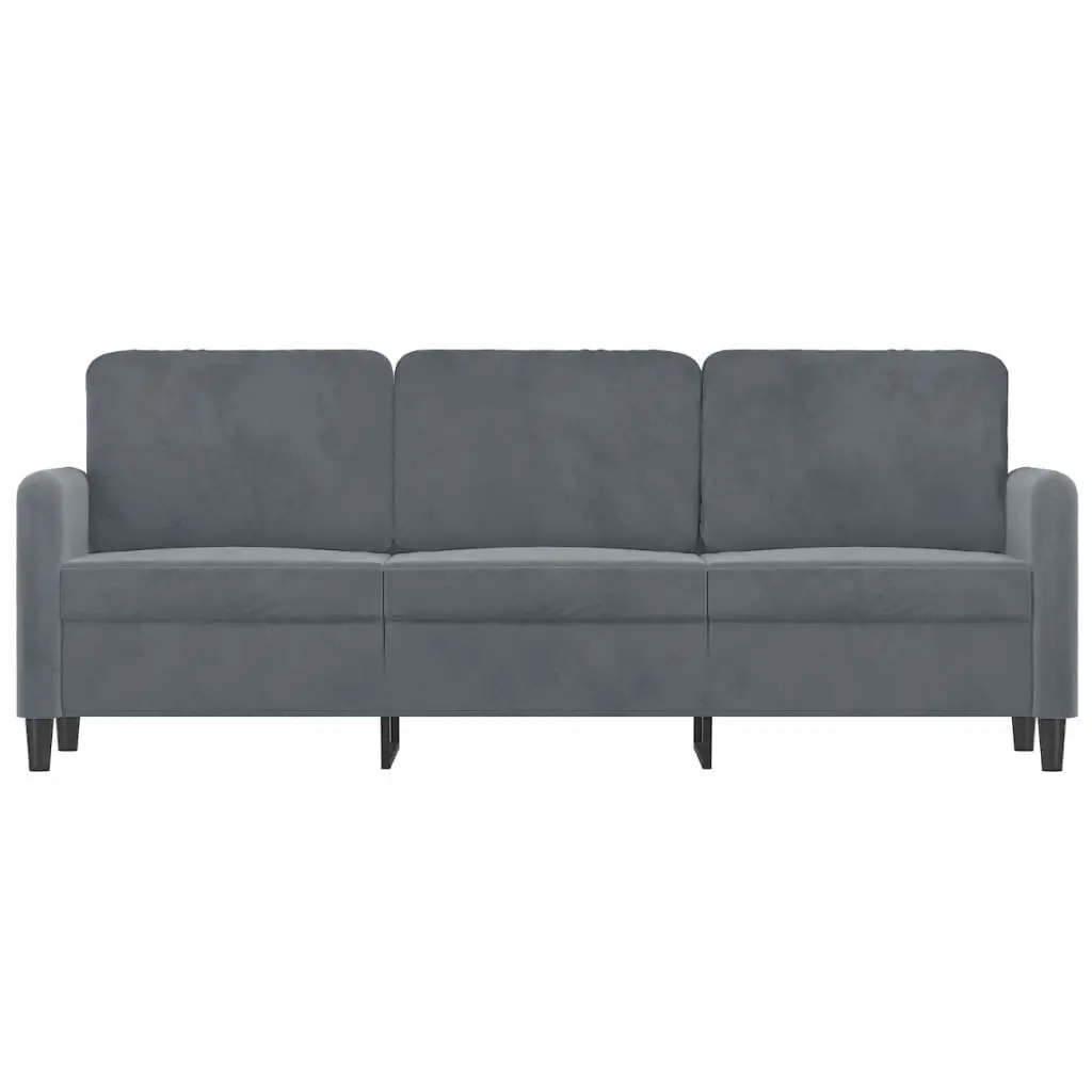 Grey Velvet Sofa 180cm Modern 3-Seater Couch Living Room Furniture