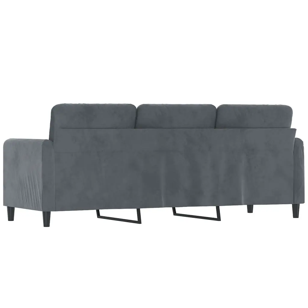 Grey Velvet Sofa 180cm Modern 3-Seater Couch Living Room Furniture