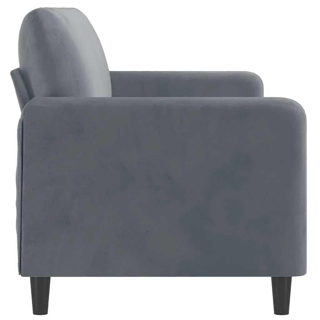 Grey Velvet Sofa 180cm Modern 3-Seater Couch Living Room Furniture
